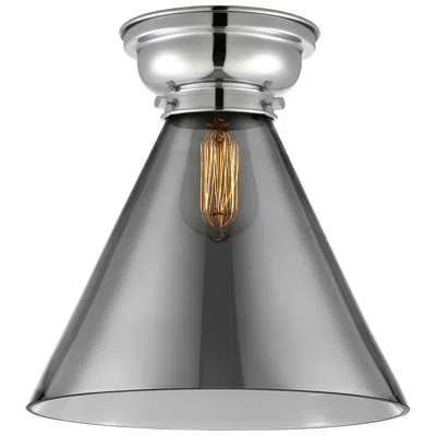 Innovations Lighting Aditi Cone 12" Wide Polished Chrome Flush Mount With Plated Smoke Shad