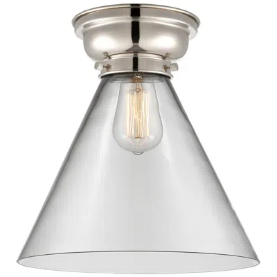 Innovations Lighting Aditi Cone 12" Wide Polished Nickel Flush Mount With Clear Shade
