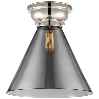 Innovations Lighting Aditi Cone 12" Wide Polished Nickel Flush Mount With Plated Smoke Shad