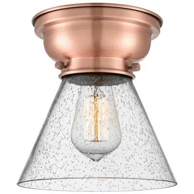 Innovations Lighting Aditi Cone 8" Antique Copper Flush Mount W/ Seedy Shade