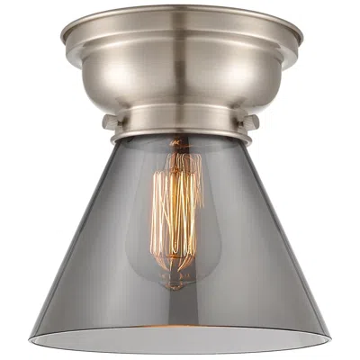 Innovations Lighting Aditi Cone 8" Brushed Satin Nickel Flush Mount W/ Plated Smoke Shade