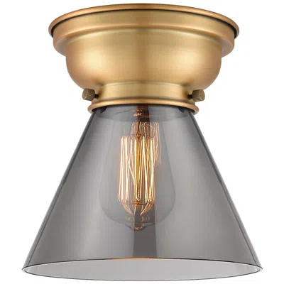 Innovations Lighting Aditi Cone 8" Led Flush Mount - Brushed Brass - Plated Smoke Shade