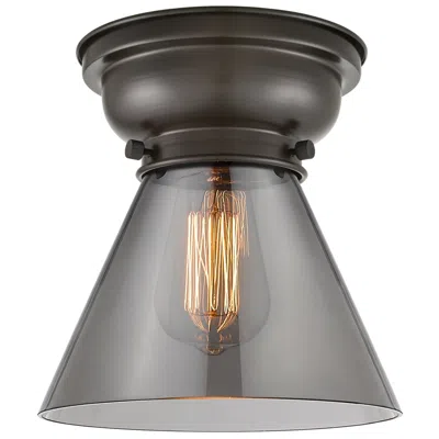 Innovations Lighting Aditi Cone 8" Oil Rubbed Bronze Flush Mount W/ Plated Smoke Shade
