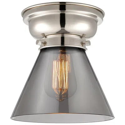 Innovations Lighting Aditi Cone 8" Polished Nickel Flush Mount W/ Plated Smoke Shade