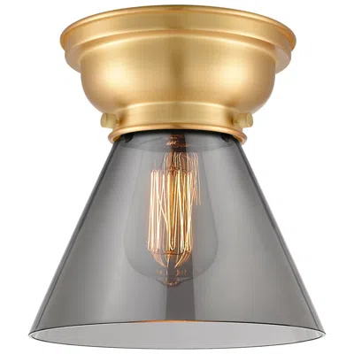 Innovations Lighting Aditi Cone 8" Satin Gold Flush Mount W/ Plated Smoke Shade