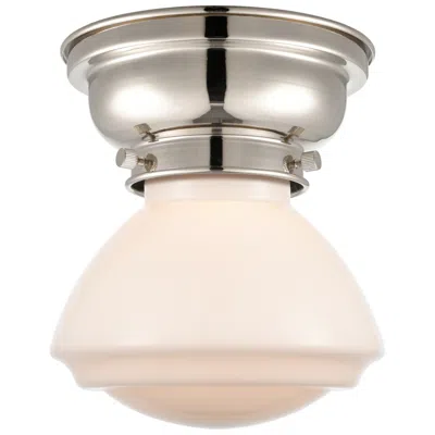 Innovations Lighting Aditi Olean 6.75" Wide Polished Nickel Flush Mount With Matte White Sh