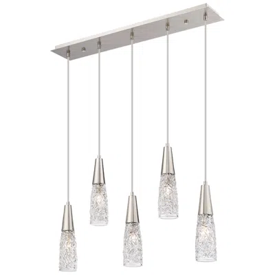 Innovations Lighting Amherst Brook 5 Light 33" Cord Hung Island Light Satin Nickel  Clear Shade