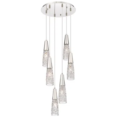 Innovations Lighting Amherst Brook 6 Light 14" Cord Hung Multi Pendant Nickel W/ Clear Shade