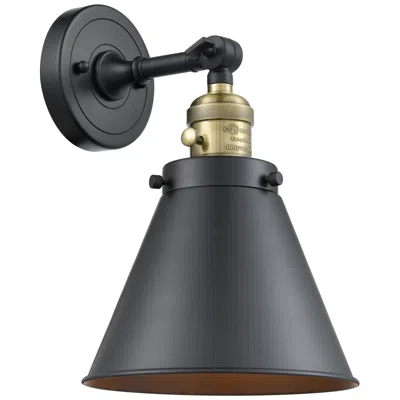 Innovations Lighting Appalachian 8" Black Antique Brass Sconce W/ Matte Black Shade