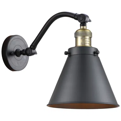 Innovations Lighting Appalachian 8" Led Sconce - Black Brass Finish - Matte Black Shade