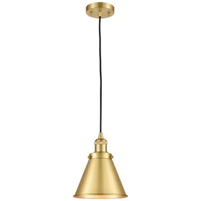 Innovations Lighting Appalachian 8" Satin Gold Cord Hung Mini Pendant W/ Satin Gold Shade