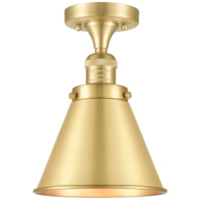 Innovations Lighting Appalachian 8" Satin Gold Semi Flush Mount W/ Satin Gold Shade