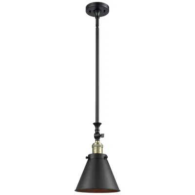 Innovations Lighting Appalachian 8" Wide Black Brass Stem Hung Mini Pendant W/ Matte Black