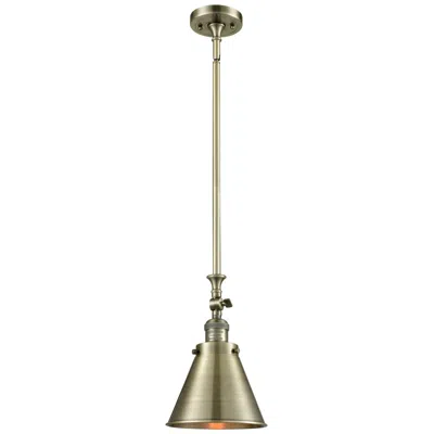 Innovations Lighting Appalachian 8"w Antique Brass Stem Hung Mini Pendant W/ Antique Brass