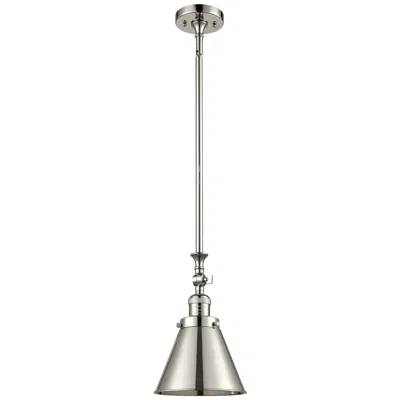 Innovations Lighting Appalachian 8"w Polished Nickel Stem Hung Mini Pendant W/ Nickel Shade