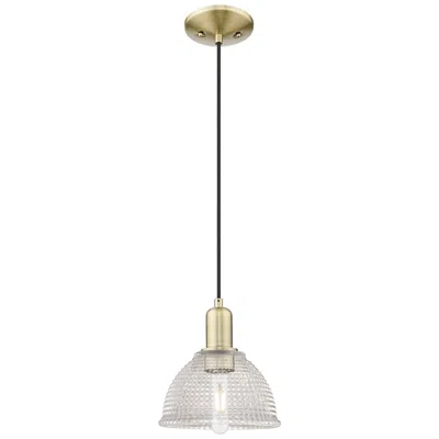 Innovations Lighting Arcadia Arietta 8"w Brass Cord Hung Mini Pendant With Clear Shade