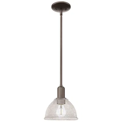 Innovations Lighting Arcadia Arietta 8"w Oiled Bronze Stem Hung Mini Pendant W/ Clear Shade