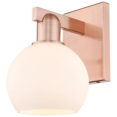 Innovations Lighting Arcadia Athens 10" High Antique Copper Sconce With Matte White Shade