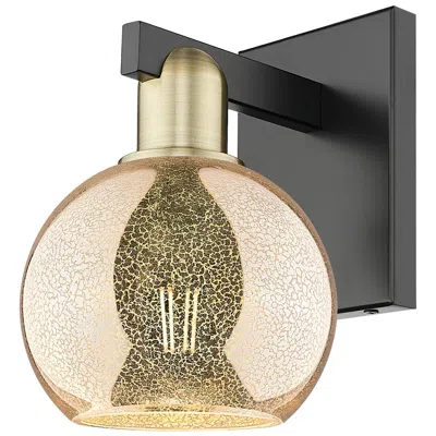 Innovations Lighting Arcadia Athens 10" High Black Antique Brass Sconce With Mercury Shade