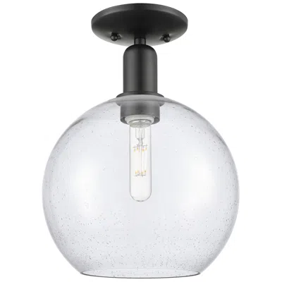 Innovations Lighting Arcadia Athens 10" Wide Matte Black Semi.flush Mount With Seedy Shade