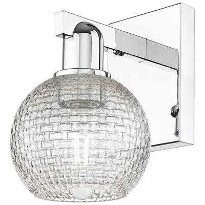 Innovations Lighting Arcadia Athens 10"h Polished Chrome Sconce W/ Clear Basket Weave Shade