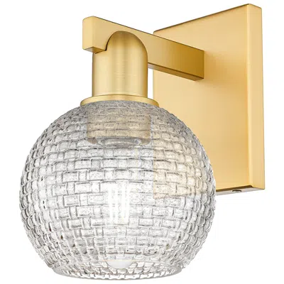 Innovations Lighting Arcadia Athens 10"h Satin Gold Sconce With Clear Basket Weave Shade