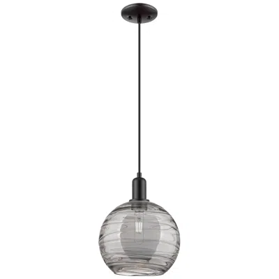 Innovations Lighting Arcadia Athens 10"w Black Cord Pendant W/ Light Smoke Deco Swirl Shade