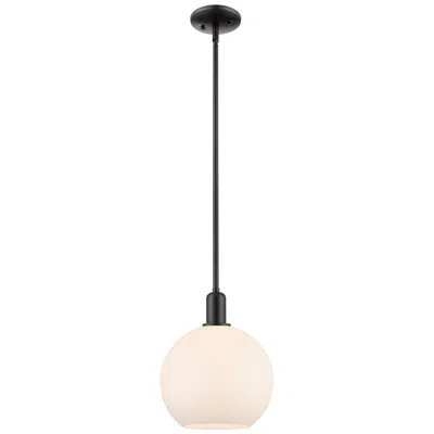 Innovations Lighting Arcadia Athens 10"w Black Stem Hung Mini Pendant W/ Matte White Shade
