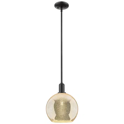 Innovations Lighting Arcadia Athens 10"w Black Stem Hung Mini Pendant W/ Mercury Shade