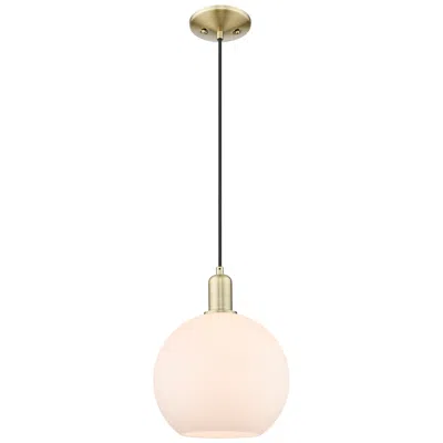 Innovations Lighting Arcadia Athens 10"w Brass Cord Hung Mini Pendant W/ Matte White Shade