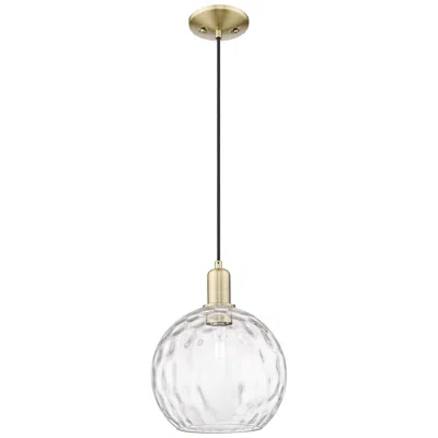 Innovations Lighting Arcadia Athens 10"w Brass Cord Hung Mini Pendant W/ Water Glass Shade