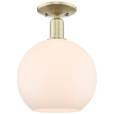 Innovations Lighting Arcadia Athens 10"w Brass Semi.flush Mount With Matte White Shade