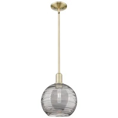 Innovations Lighting Arcadia Athens 10"w Brass Stem Pendant W/ Light Smoke Deco Swirl Shade
