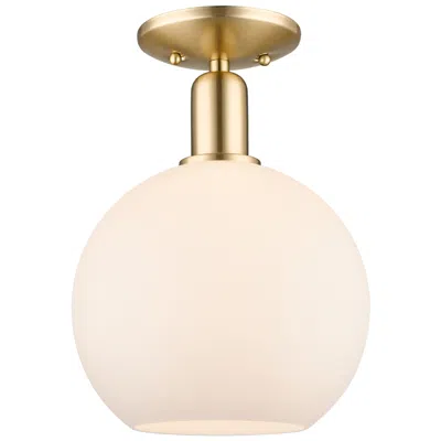 Innovations Lighting Arcadia Athens 10"w Bronze Semi.flush Mount W/ Matte White Shade
