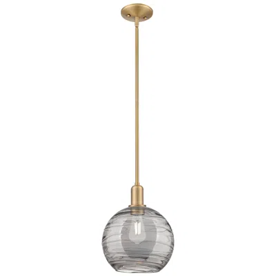Innovations Lighting Arcadia Athens 10"w Brushed Brass Stem Pendant W/ Smoke Deco Shade