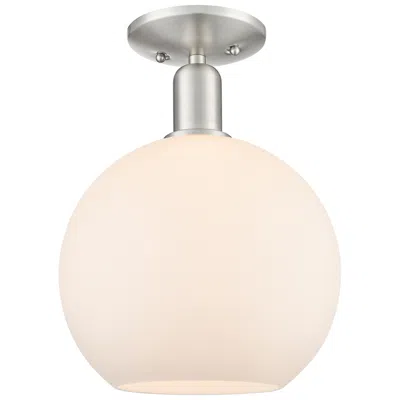 Innovations Lighting Arcadia Athens 10"w Brushed Nickel Semi-flush W/ Matte White Shade