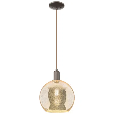 Innovations Lighting Arcadia Athens 10"w Oiled Bronze Cord Mini Pendant W/ Mercury Shade
