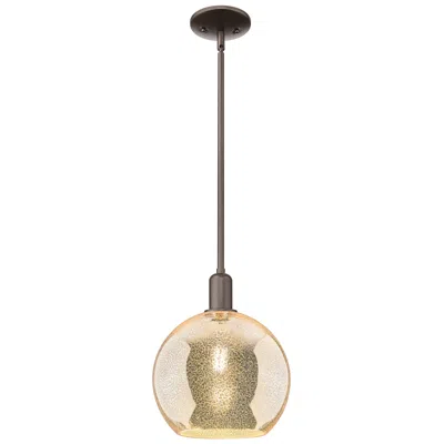 Innovations Lighting Arcadia Athens 10"w Oiled Bronze Stem Mini Pendant W/ Mercury Shade