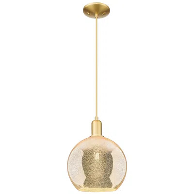 Innovations Lighting Arcadia Athens 10"w Satin Gold Cord Hung Mini Pendant W/ Mercury Shade