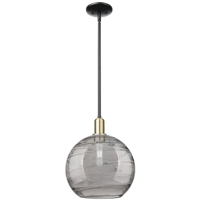 Innovations Lighting Arcadia Athens 12"w Black Brass Stem Pendant W/ Light Smoke Deco Shade