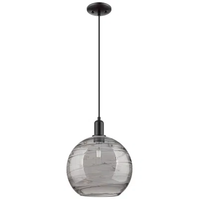 Innovations Lighting Arcadia Athens 12"w Black Cord Pendant W/ Light Smoke Deco Swirl Shade