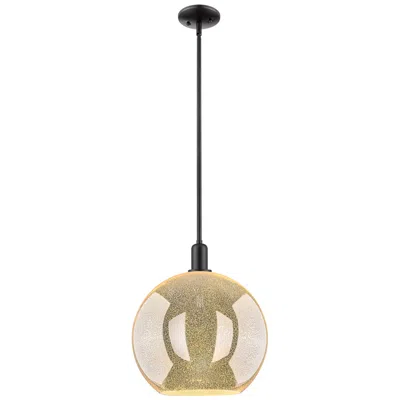 Innovations Lighting Arcadia Athens 12"w Black Stem Hung Mini Pendant W/ Mercury Shade