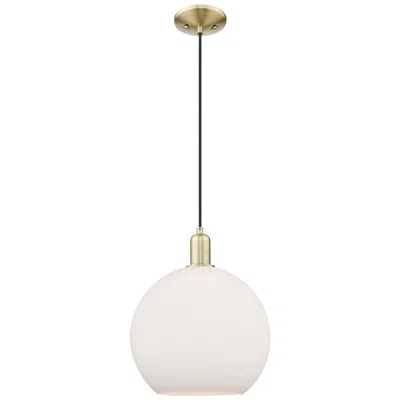 Innovations Lighting Arcadia Athens 12"w Brass Cord Hung Mini Pendant W/ Matte White Shade