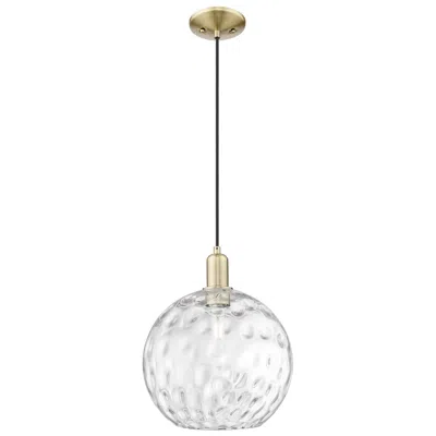 Innovations Lighting Arcadia Athens 12"w Brass Cord Hung Mini Pendant W/ Water Glass Shade