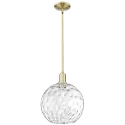 Innovations Lighting Arcadia Athens 12"w Brass Stem Hung Mini Pendant W/ Water Glass Shade