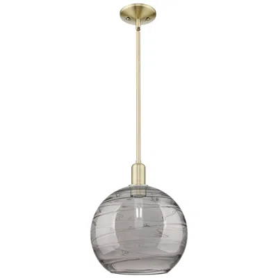 Innovations Lighting Arcadia Athens 12"w Brass Stem Pendant W/ Light Smoke Deco Swirl Shade
