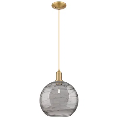 Innovations Lighting Arcadia Athens 12"w Brushed Brass Cord Pendant W/ Smoke Deco Shade