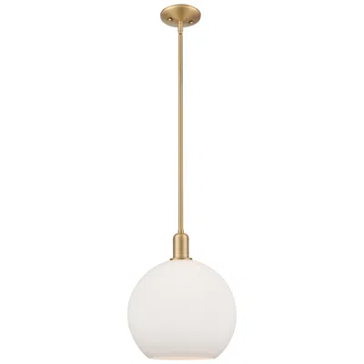 Innovations Lighting Arcadia Athens 12"w Brushed Brass Stem Pendant W/ Matte White Shade
