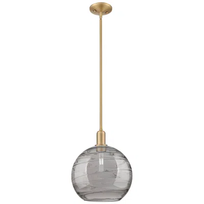 Innovations Lighting Arcadia Athens 12"w Brushed Brass Stem Pendant W/ Smoke Deco Shade
