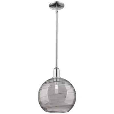 Innovations Lighting Arcadia Athens 12"w Chrome Stem Pendant W/ Light Smoke Deco Shade